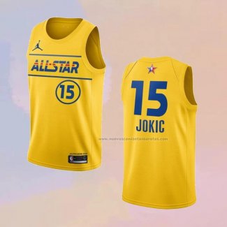 Camiseta All Star 2021 Denver Nuggets Nikola Jokic NO 15 Oro