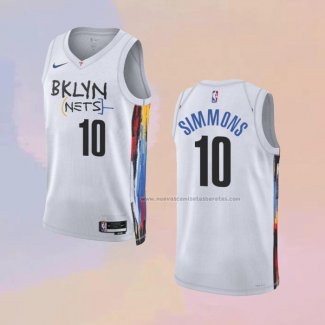 Camiseta Brooklyn Nets Ben Simmons NO 10 Ciudad 2022-23 Blanco