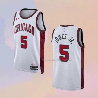 Camiseta Chicago Bulls Derrick Jones JR. NO 5 Ciudad 2022-23 Blanco