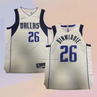 Camiseta Dallas Mavericks Spencer Dinwiddie NO 26 Association Autentico Blanco