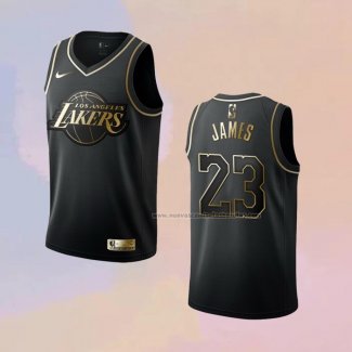 Camiseta Golden Edition Los Angeles Lakers Lebron James NO 23 Negro