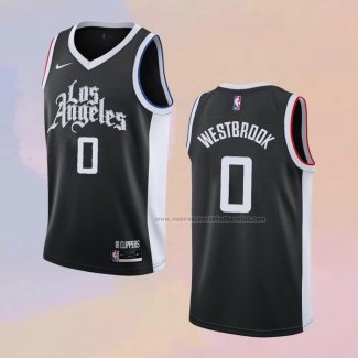 Camiseta Los Angeles Clippers Russell Westbrook NO 0 Ciudad Negro