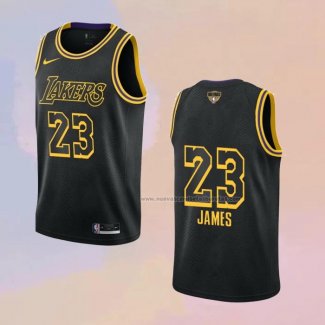 Camiseta Los Angeles Lakers Lebron James NO 23 Ciudad 2020-21 Negro