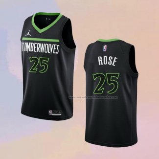 Camiseta Minnesota Timberwolves Derrick Rose NO 25 Statement 2022-23 Negro