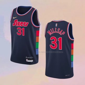 Camiseta Philadelphia 76ers Paul Millsap NO 31 Ciudad 2021-22 Azul