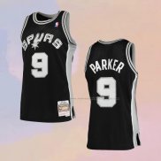 Camiseta San Antonio Spurs Tony Parker NO 9 Mitchell & Ness 2001-02 Negro