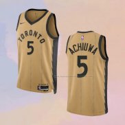 Camiseta Toronto Raptors Precious Achiuwa NO 5 Ciudad 2023-24 Oro