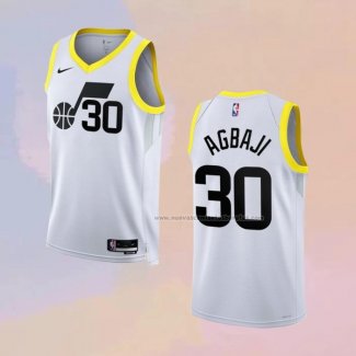 Camiseta Utah Jazz Ochai Agbaji NO 30 Association 2022-23 Blanco