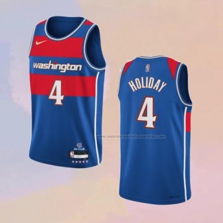 Camiseta Washington Wizards Aaron Holiday NO 4 Ciudad 2021-22 Azul