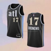 Camiseta Atlanta Hawks Onyeka Okongwu NO 17 Ciudad 2023-24 Negro