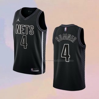 Camiseta Brooklyn Nets Edmond Sumner NO 4 Statement 2022-23 Negro