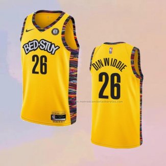 Camiseta Brooklyn Nets Spencer Dinwiddie NO 26 Ciudad 2020-21 Amarillo