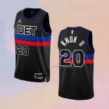 Camiseta Detroit Pistons Kevin Knox II NO 20 Statement 2022-23 Negro