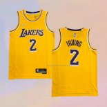 Camiseta Los Angeles Lakers Kyrie Irving NO 2 75th Anniversary 2021-22 Amarillo