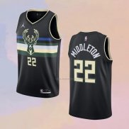 Camiseta Milwaukee Bucks Khris Middleton NO 22 Statement 2020-21 Negro