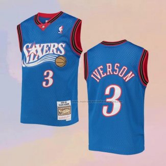 Camiseta Nino Philadelphia 76ers Allen Iverson NO 3 Mitchell & Ness 1999-00 Azul