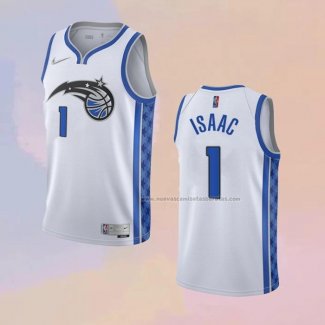 Camiseta Orlando Magic Jonathan Isaac NO 1 Earned 2020-21 Blanco