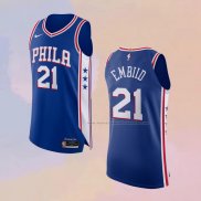 Camiseta Philadelphia 76ers Joel Embiid NO 21 Icon Autentico Azul