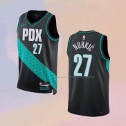 Camiseta Portland Trail Blazers Jusuf Nurkic NO 27 Ciudad 2022-23 Negro