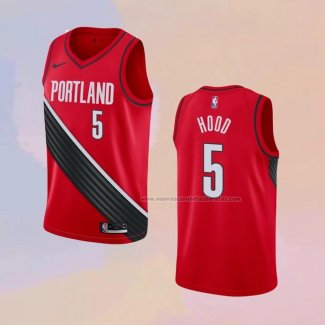 Camiseta Portland Trail Blazers Rodney Hood NO 5 Statement Edition Rojo Negro