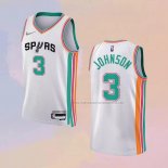 Camiseta San Antonio Spurs Keldon Johnson NO 3 Ciudad 2021-22 Blanco