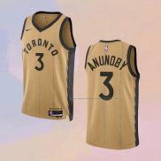 Camiseta Toronto Raptors OG Anunoby NO 3 Ciudad 2023-24 Oro