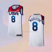 Camiseta USA 2021 Khris Middleton NO 8 Blanco