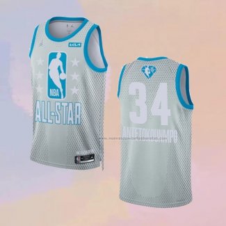 Camiseta All Star 2022 Milwaukee Bucks Giannis Antetokounmpo NO 34 Gris