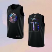 Camiseta Dallas Mavericks Luka Doncic NO 77 Iridescent Logo Negro