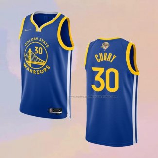 Camiseta Golden State Warriors Stephen Curry NO 30 Icon 2022 NBA Finals Azul