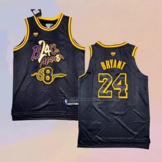 Camiseta Los Angeles Lakers Kobe Bryant NO 8 24 Black Mamba Snakeskin Negro