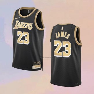 Camiseta Los Angeles Lakers LeBron James NO 23 Select Series Oro Negro