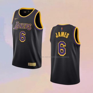 Camiseta Los Angeles Lakers LeBron James NO 6 Earned 2021-22 Negro