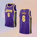 Camiseta Los Angeles Lakers LeBron James NO 6 Statement 2021-22 Violeta