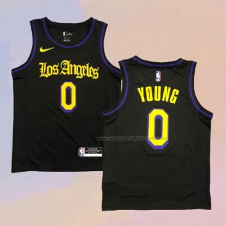 Camiseta Los Angeles Lakers Nick Young NO 0 Ciudad 2019-20 Negro