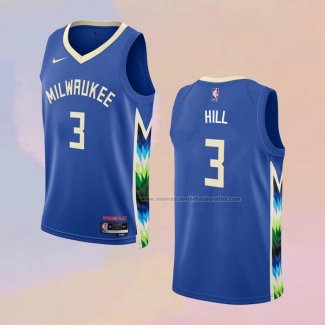 Camiseta Milwaukee Bucks George Hill NO 3 Ciudad 2022-23 Azul