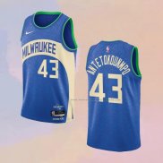 Camiseta Milwaukee Bucks Thanasis Antetokounmpo NO 43 Ciudad 2023-24 Azul