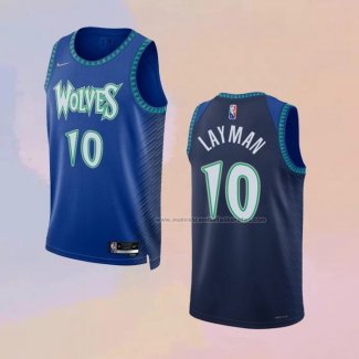 Camiseta Minnesota Timberwolves Jake Layman NO 10 Ciudad 2021-22 Azul