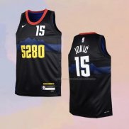 Camiseta Nino Denver Nuggets Nikola Jokic NO 15 Ciudad 2023-24 Negro