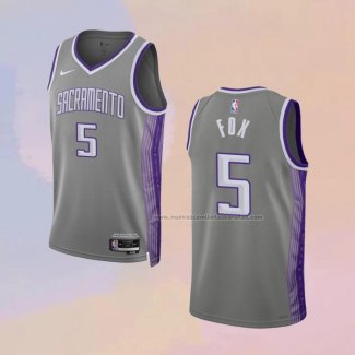 Camiseta Sacramento Kings De'Aaron Fox NO 5 Ciudad 2022-23 Gris