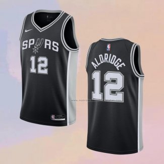 Camiseta San Antonio Spurs LaMarcus Aldridge NO 12 Icon 2020-21 Negro