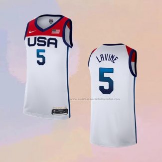 Camiseta USA 2021 Zach LaVine NO 5 Blanco