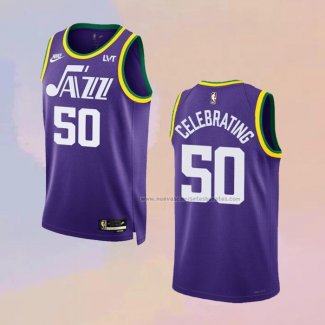 Camiseta Utah Jazz Celebrating NO 50 Classic 2023-24 Violeta