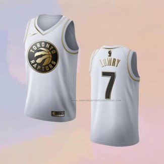 Camiseta Golden Edition Toronto Raptors Kyle Lowry NO 7 Blanco