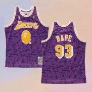 Camiseta Los Angeles Lakers Bape NO 93 Mitchell & Ness Violeta