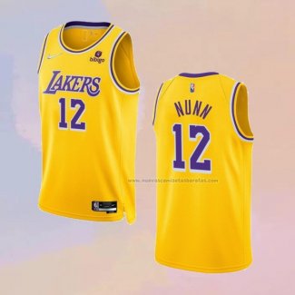 Camiseta Los Angeles Lakers Kendrick Nunn NO 12 75th Anniversary 2021-22 Amarillo