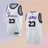 Camiseta Los Angeles Lakers LeBron James NO 23 Ciudad 2022-23 Blanco