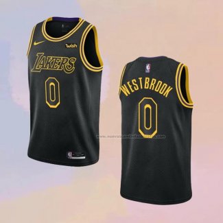 Camiseta Los Angeles Lakers Russell Westbrook NO 0 Ciudad Negro