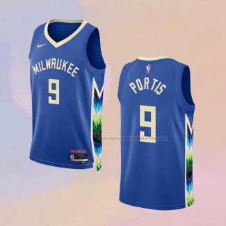 Camiseta Milwaukee Bucks Bobby Portis NO 9 Ciudad 2022-23 Azul