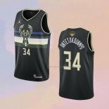 Camiseta Milwaukee Bucks Giannis Antetokounmpo NO 34 Statement 2021 Finals Negro